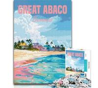 Puzzle Île des Bahamas Great Abaco pour Adultes 1000 pièces, Jouets éducatifs et Anti-Stress, idéal pour la décoration de Bureau 38x26cm
