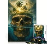 Puzzle Île du Crâne avec Palmiers pour Adolescents 1000 Pièces Jeu de Logique Amusant en Intérieur Bords Précis Pièce de Collection Art 38x26cm