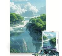Puzzle Île Volante Mystique pour Adultes 1000 Pièces Jeu de Réflexion Amusant et Paisible Découpe Précise Liste de Souhaits du Père Noël (50x75cm)