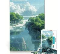 Puzzle Île Volante Mystique pour Adultes 1000 Pièces Jeu de Réflexion Amusant et Paisible Découpe Précise Liste de Souhaits du Père Noël (50x75cm)