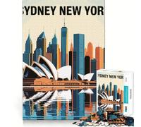Puzzle illustrant Les panoramas de Sydney et de New York pour Adultes, 1000 pièces, Jeu de réflexion Amusant et Silencieux, découpe précise, décoration Murale 50x75cm