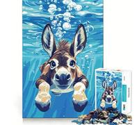 Puzzle illustrant Un âne sous l'eau,1000 pièces,Jeu de mémoire,découpage de Haute précision,activité Manuelle,défi cérébral interactif pour la Maison (50x75cm)