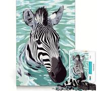 Puzzle illustrant Un zèbre nageant dans l'eau pour Adultes,1000 pièces,Jeu Stimulant l'esprit,pièces précises et sans Couture,activité relaxante à Faire en Groupe à l'intérieur (50x75cm)