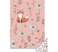Puzzle Illustré 1000 Pièces avec Cute Fox & Daisy Pattern, 38x26cm/1000pcs | Pour le temps libre à la maison : ce puzzle 1000 pièces pour adultes convient aux amateurs d'images détaillées.