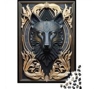 Puzzle Illustré 1000 Pièces avec Elegant Black Golden Wolf, 38x26cm/1000pcs | Pour les heures calmes avant le Nouvel An : ce puzzle adulte 1000 pièces offre une activité classique pour Noël.