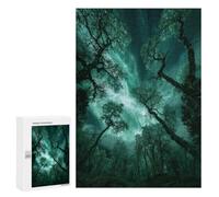 Puzzle Illustré Aurora Borealis Over Forest, 300 PCS, pour Adultes, comme Activité Créative pour Les Adultes Patients, pour Jouer Ensemble