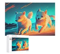 Puzzle Illustré Dogs Playing on The Beach, 1000 PCS, pour Adultes, comme Loisir Polyvalent pour Les Amateurs De Puzzles, À La Maison