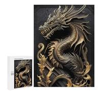 Puzzle Illustré - Dragon God Art Deco, Puzzle-Image en Bois, 500 PCS, Cadeau D’Anniversaire De Couple; pour Partager Un Moment Autour De La Table