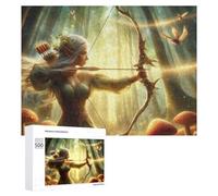 Puzzle Illustré - Elven Archer in Enchanted Forest, Puzzle-Image en Bois, 500 PCS, Décoration Intérieure De Saison - pour Les Passionnés Qui Aiment Les Détails
