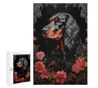 Puzzle Illustré - Gordon Setter, Puzzle-Image en Bois, 1000 PCS, Cadeau D’Anniversaire De Couple; pour Partager Un Moment Autour De La Table