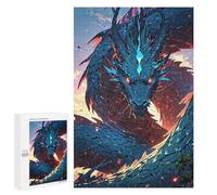 Puzzle Illustré - Infernal Azure The Flame-Scaled Dragon, Puzzle Décoratif, 1000 PCS, Cadeau du Nouvel an - pour Un Défi Gratifiant Le W nd