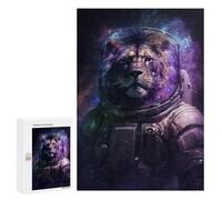 Puzzle Illustré - Lion Astronaut in Space -4, Puzzle-Image en Bois, 300 PCS, Cadeau D’Anniversaire De Couple; pour Partager Un Moment Autour De La Table