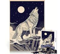 Puzzle illustré Loup Hurlant à la Lune pour Adolescents, 100 pièces, idéal pour se concentrer, se détendre et s'amuser (38x26cm) Cadeau Parfait