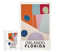 Puzzle Illustré - Orlando Florida Poster, Puzzle-Image en Bois, 1000 PCS, Cadeau D’Anniversaire De Couple; pour Partager Un Moment Autour De La Table