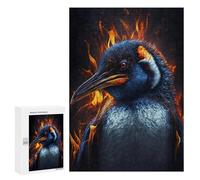 Puzzle Illustré - Penguin on Fire Wildlife Art, Puzzle-Image en Bois, 300 PCS, Cadeau De Pendaison De Crémaillère, pour Jouer Seul Ou À Plusieurs