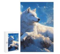 Puzzle Illustré White Wolf in The Clouds, 1000 PCS, pour Adultes, comme Activité Créative pour Les Adultes Patients, pour Jouer Ensemble