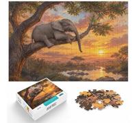 Puzzle Image 1000 Pièces avec Elephant in Tree at Sunset, 1000pcs (40x28cm) | Pour la période de l'Avent : ce puzzle pour adultes de 1000 pièces associe idée cadeau et passion du puzzle.