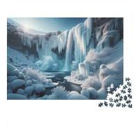 Puzzle Image 1000 Pièces avec Frozen Waterfall Landscape-1, 52x38cm/1000pcs | Puzzle 1000 pièces adulte : peut se faire seul ou se partager ; pour une activité tranquille chez soi.