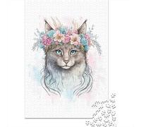 Puzzle Image 1000 Pièces avec La Perm Watercolor Cat, 38x26cm/1000pcs | Pour une activité qui demande de la patience : ce puzzle adulte 1000 pièces peut se faire seul ou se partager.