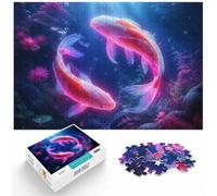 Puzzle Image 1000 Pièces avec Neon Koi Fish Glowing, 1000pcs (52x38cm) | Pour profiter d'un w nd calme à la maison : ce puzzle adulte 1000 pièces associe concentration et détente.