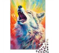 Puzzle Image 1000 Pièces avec Watercolors Wolf, 70x50cm/1000pcs | Pour une longue soirée puzzle après le travail : ce puzzle adulte 1000 pièces peut se répartir sur plusieurs séances.