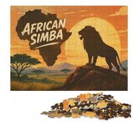Puzzle Image Bois, À Thème, African Simba Logo, 1000 pièces | Cadeau pour amateur de puzzle: loisir calme d'intérieur pour adulte en intérieur.