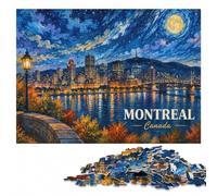 Puzzle Image Bois, Adulte, Montreal Canada Starry Night Art, 1000 pièces | Présent pour amateur de loisirs détaillés avec activité pour une soirée calme.