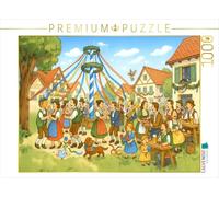 Puzzle · Image de Type « Objet caché » représentant la fête de mai | bavaroise, avec un arbre de danse et des villageois joyeux · 1000 pièces · Format assemblé 64 × 48 cm · CALVENDO Puzzle