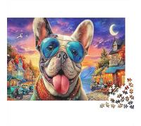 Puzzle Impossible 1000 pièces Bulldog Animaux Mignons Carton Premium Pièces Emboîtables pour Experts 52x38cm