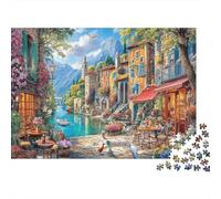 Puzzle Impossible 1000 pièces City Scene Coastal Italian Town 38x26cm Décoration de Maison, Relaxation et Intelligence pour Adultes et Adolescents à partir de 14 Ans