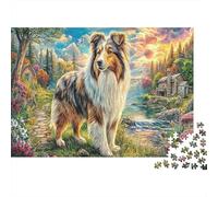 Puzzle Impossible 1000 pièces Collie Dog in Nature Handsome Pets 52x38cm Décoration de Maison, Relaxation et Intelligence pour Adultes et Adolescents à partir de 14 Ans