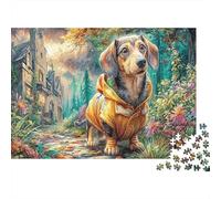 Puzzle Impossible 1000 pièces Dachshund in Jacket Pets in The Forest 38x26cm Décoration de Maison, Relaxation et Intelligence pour Adultes et Adolescents à partir de 14 Ans
