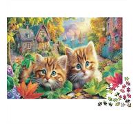 Puzzle Impossible 1000 pièces Deux adorables Chatons Automne 70x50 cm Ados et Adultes dès 14 Ans Jeu Relaxation Intelligence Décoration intérieure