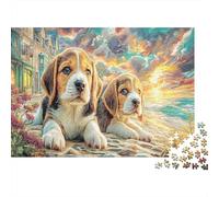 Puzzle Impossible 1000 pièces Deux Beagle Chiots 38x26 cm Ados et Adultes dès 14 Ans Jeu Relaxation Intelligence Décoration intérieure