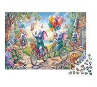 Puzzle Impossible 1000 pièces Éléphants sur des vélos Sortie 52x38 cm Ados et Adultes dès 14 Ans Jeu Relaxation Intelligence Décoration intérieure