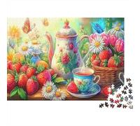 Puzzle Impossible 1000 pièces Théière aux Baies Temps de thé au Jardin 70x50 cm Enfants et Adultes dès 12 Ans Relaxation Intelligence Décoration intérieure