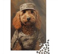Puzzle Impossible pour Adultes: Soldat Goldendoodle, 1000 Pièces, Puzzle en Bois, Adultes, 1000 Pièces (75x50cm)