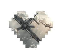 Puzzle imprimé avion de la Seconde Guerre mondiale 10,8 x 12,8 cm, en forme de cœur, jeu stimulant pour adultes, décoration murale amusante