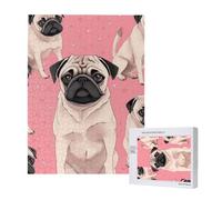 Puzzle imprimé chien carlin mignon avec boîte de rangement, puzzle en bois pour adultes et enfants, 500 pièces, jeu décoratif amusant en famille, 38 x 52 cm