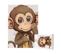 Puzzle imprimé d'art singe avec boîte de rangement, puzzle en bois pour adultes et enfants, jeu décoratif amusant en famille de 300 pièces