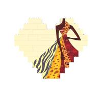 Puzzle imprimé de peinture africaine traditionnelle de 10,8 x 12,8 cm, en forme de cœur, jeu stimulant pour adultes, décoration murale amusante
