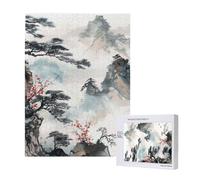 Puzzle imprimé de peinture de paysage chinois avec boîte de rangement, puzzle en bois pour adultes et enfants, 500 pièces, jeu décoratif amusant en famille, 38 x 52 cm