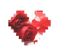 Puzzle imprimé de pétales de rose et rouge de 10,8 x 12,8 cm, en forme de cœur, jeu stimulant pour adultes, décoration murale amusante