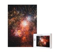 Puzzle imprimé feux d'artifice avec boîte de rangement, puzzle en bois pour adultes et enfants, jeu décoratif amusant en famille de 300 pièces