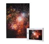 Puzzle imprimé feux d'artifice avec boîte de rangement, puzzle en bois pour adultes et enfants, jeu décoratif amusant en famille de 1000 pièces