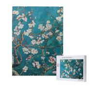 Puzzle imprimé fleur d'amandier avec boîte de rangement, puzzle en bois pour adultes et enfants, 500 pièces, jeu décoratif amusant en famille, 38 x 52 cm