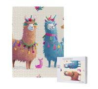 Puzzle imprimé lama alpaga avec boîte de rangement - Puzzle en bois pour adultes et enfants - 500 pièces - Jeu décoratif amusant en famille
