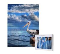 Puzzle imprimé oiseau bleu mer avec boîte de rangement, puzzle en bois pour adultes et enfants, 500 pièces, jeu décoratif amusant en famille, 38 x 52 cm