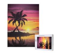 Puzzle imprimé palmier tropical avec boîte de rangement, puzzle en bois pour adultes et enfants, 500 pièces, jeu décoratif amusant en famille