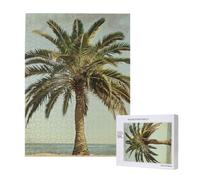 Puzzle imprimé palmier tropical avec boîte de rangement, puzzle en bois pour adultes et enfants, 500 pièces, jeu décoratif amusant en famille